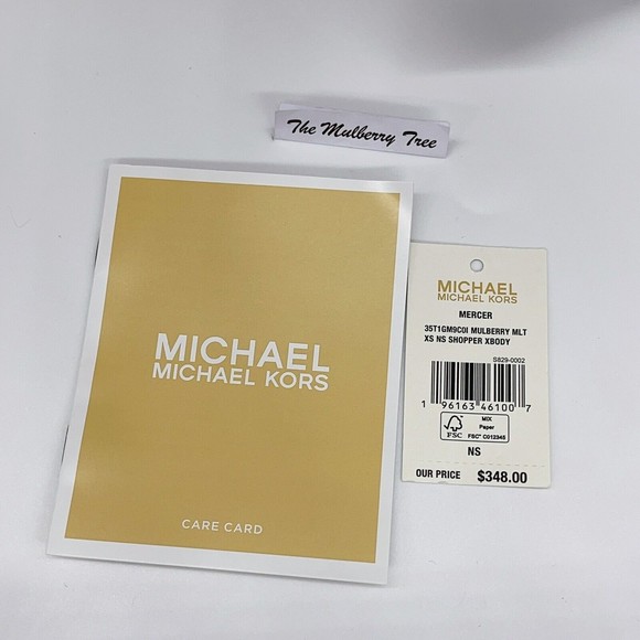 Michael Kors Extra Small Mercer Logo Leather Crossbody Bag Mulberry NWT Org $348 - Picture 6 of 9